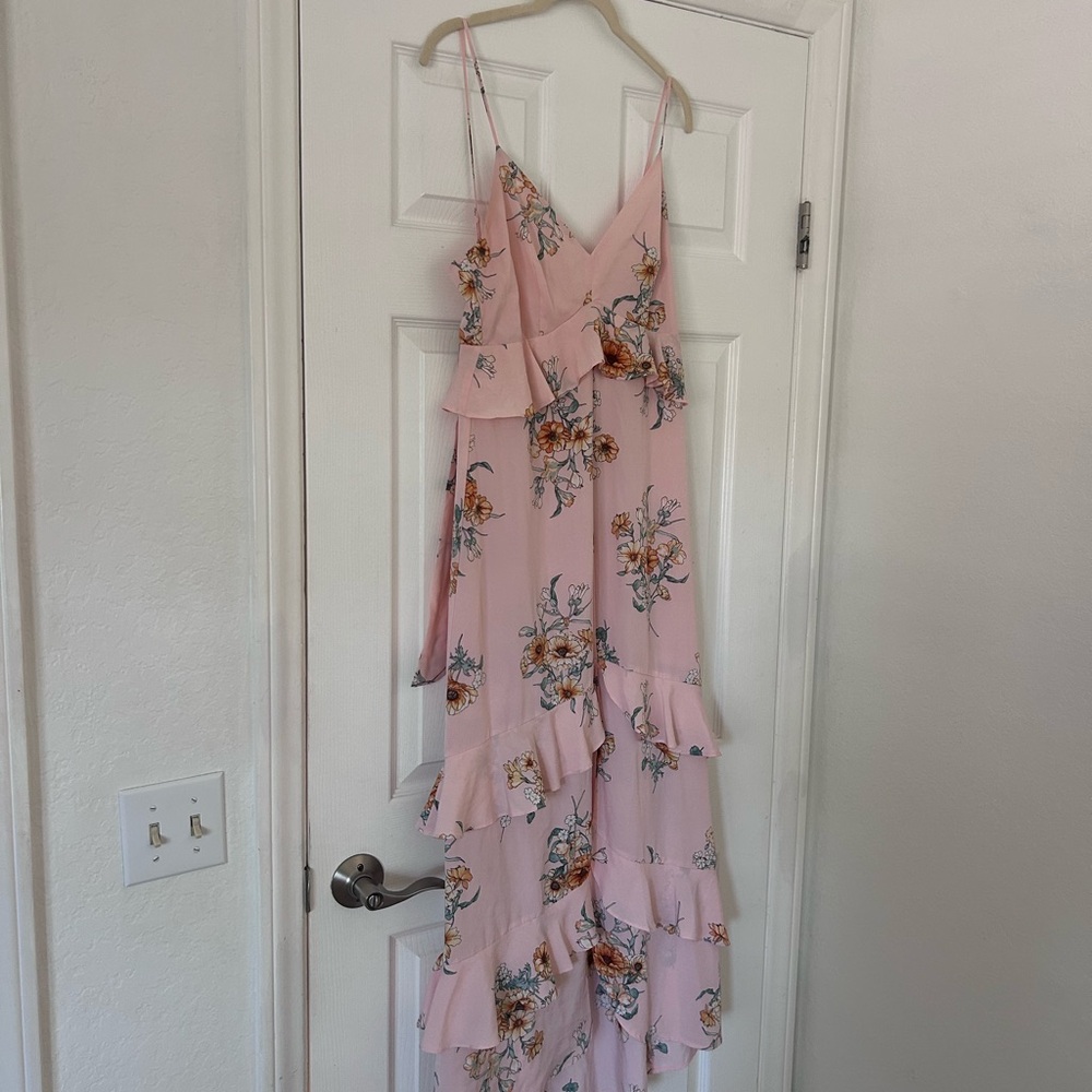 Lush Pink Floral Tiered Maxi Dress
